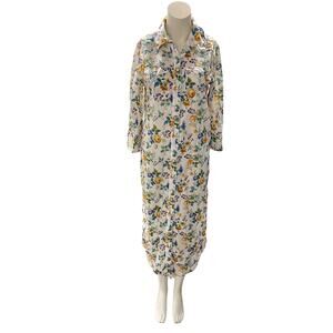 NEW / R13 Liberty London Cowboy Floral Shirt Dress Midi White